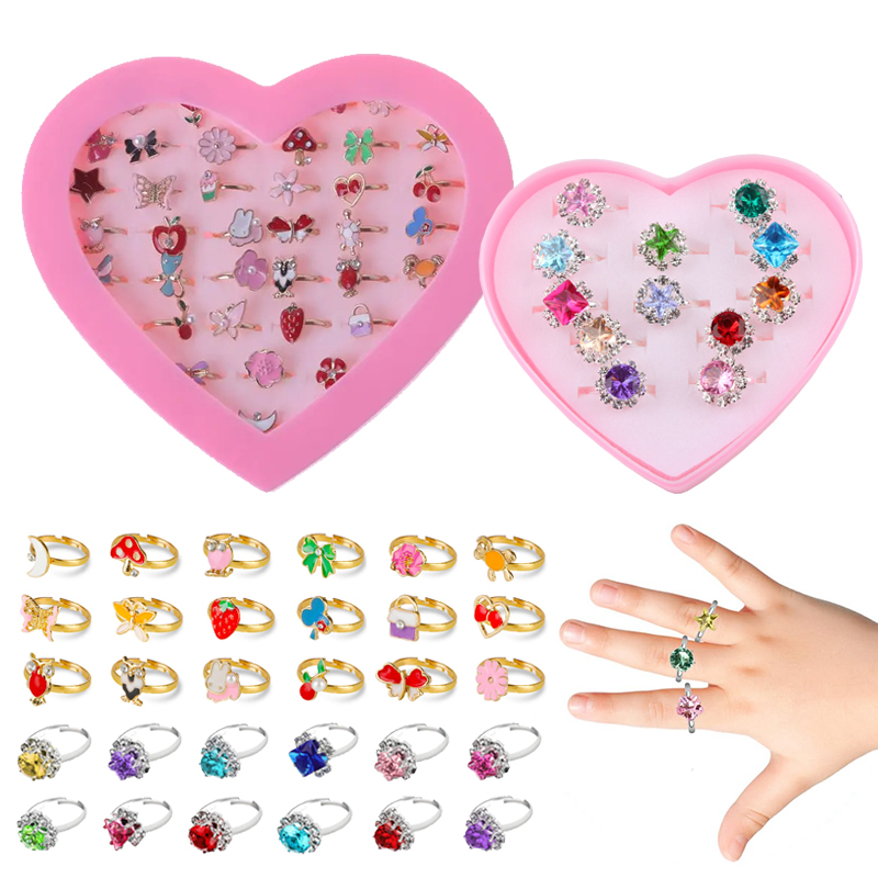 Beauty Makeup Kids - แหวนเด็กปรับประณีตเครื่องประดับการ์ตูนแฟชั่นแต่งหน้า Pretend Play สาวของขวัญวันเกิดเด็กรางวัล TMZ